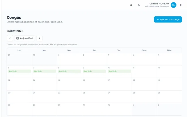 Le calendrier des congés