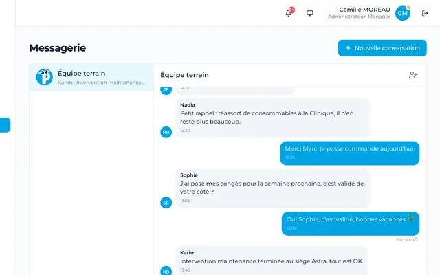 La messagerie d'équipe de Paul